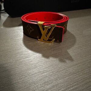 Louis Vuitton Monogram Brown and Red Belt